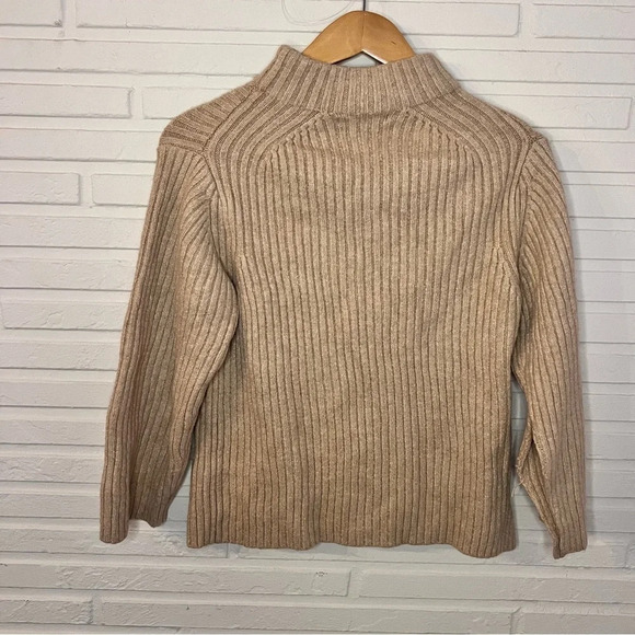 Mango MNG Neutral Tan Split Hem Ribbed Sweater, Women’s Size Small - Picture 3 of 7